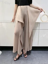 Miyake Pleated Pants Women's Wide Leg Pants Loose Design Fashion Niche Irregular Comfortable Casual 2025 Summer New Trousers