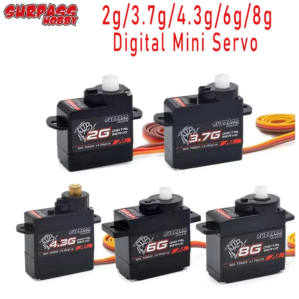 SURPASS HOBBY 2g 3.7g 4.3g 6g 8g Micro numérique Mini Servo métal plastique engrenage Rc Drone avion à voilure fixe voiture Robot