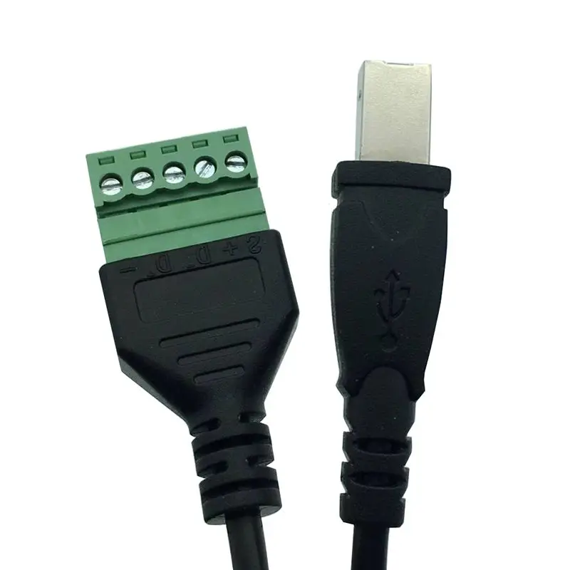 30cm USB 2.0 Printing B Male Plug to 5-Pin Female Bolt Shielded Green Solder Free Terminal Pluggable Adapter Cable