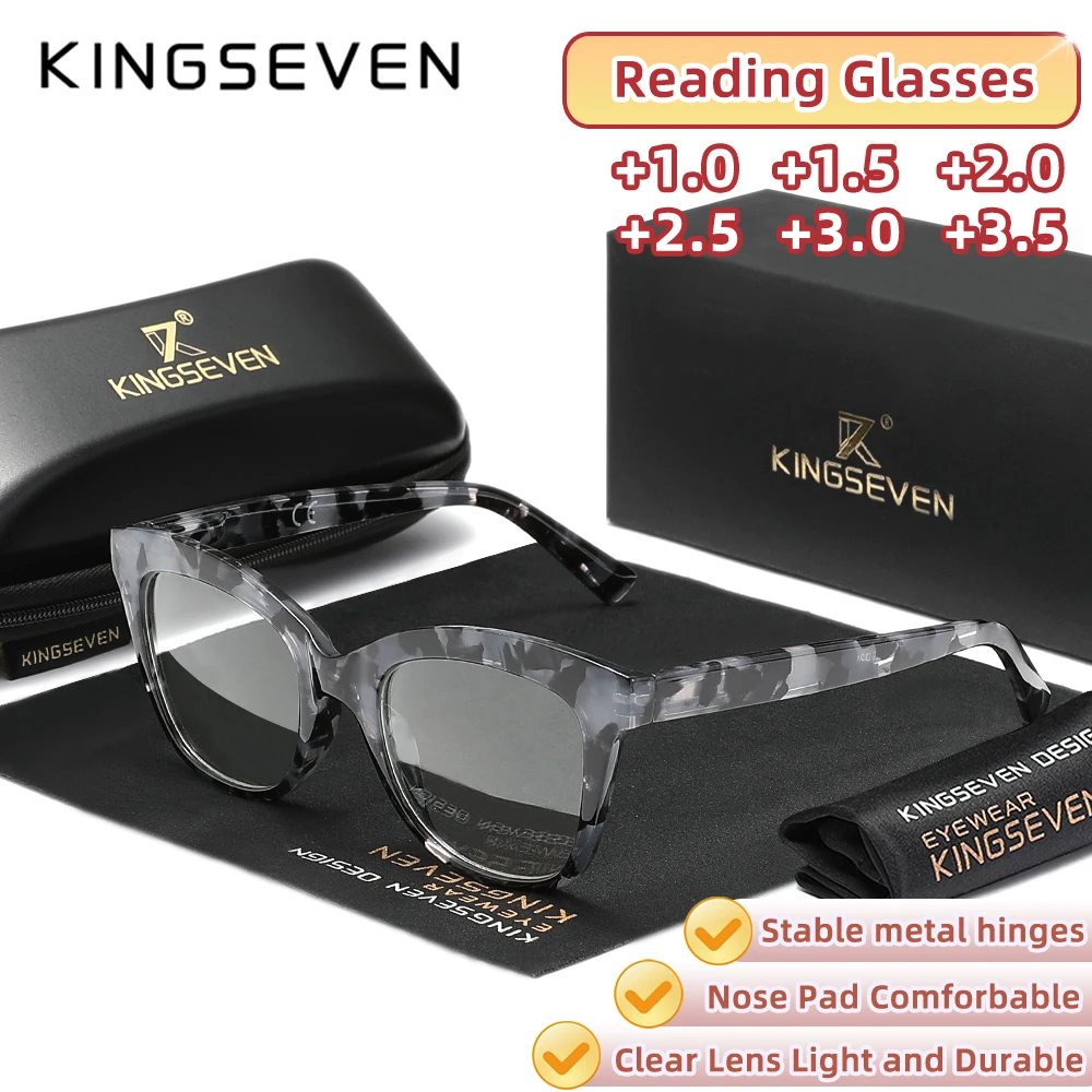 KINGSEVEN Damen Grade Retro Lesebrille Hyperopie Optische Linse +1,0 ~ +3,5 Für Männer Rechteckiger Rahmen Mit verschreibungspflichtigen Brillen