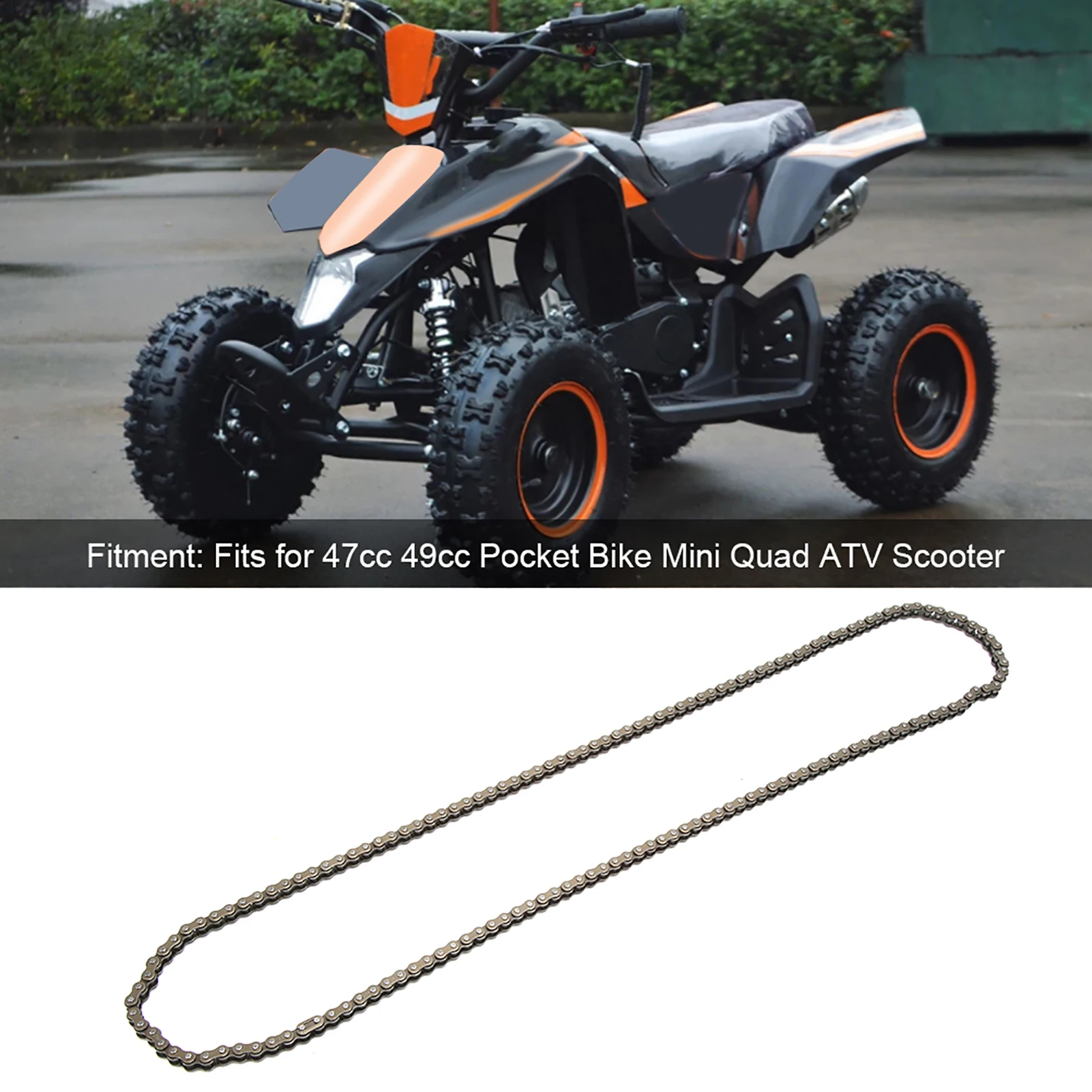 Chaîne 25H 158 maillons en acier inoxydable, compatible avec les motos 47cc 49cc, mini quads, scooters, chaîne 158 maillons
