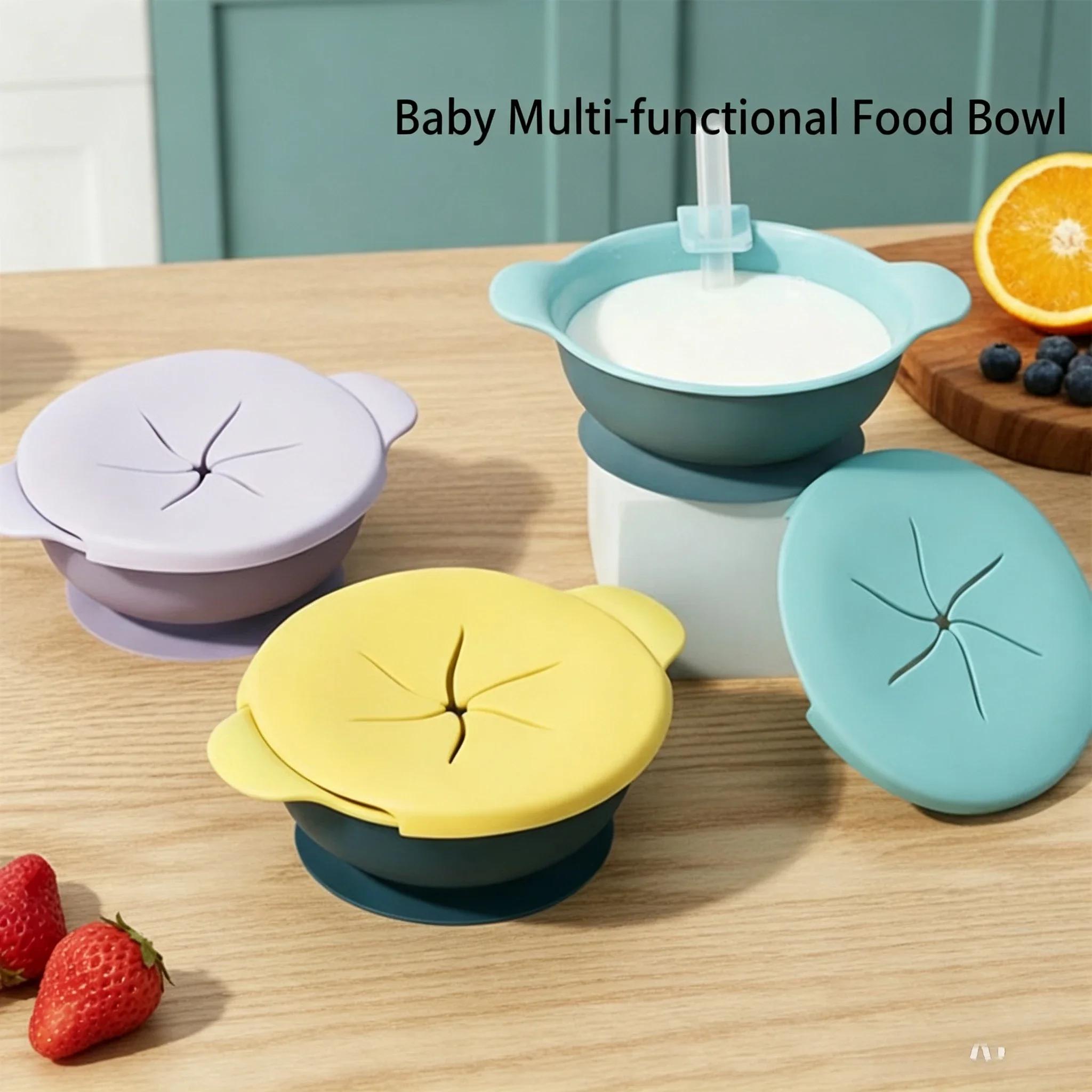 New Modabebe 1Pcs Baby Plastic Snack Bowl High Suction Double Handle Snack Cup Spill-Proof Snacks Storage Box Kids Feeding Bowl