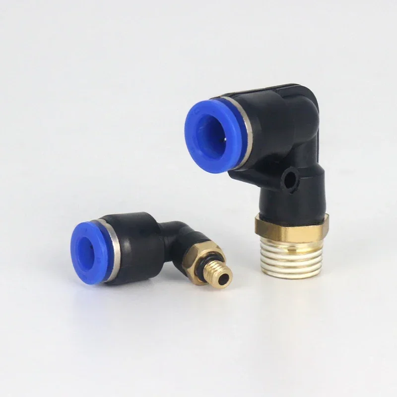 50/100 PCS PL Male Thread Pneumatic Fitting L Type 2 Way Right Angle Elbow Copper Hose Pneumatic Quick Connector PL-4/6/8/10/12