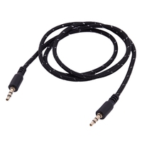 Y16A 1M 3.5mm Stereo Male to Male Jack Aux Cable Audio Auxiliary Lead For Phone Car, Black