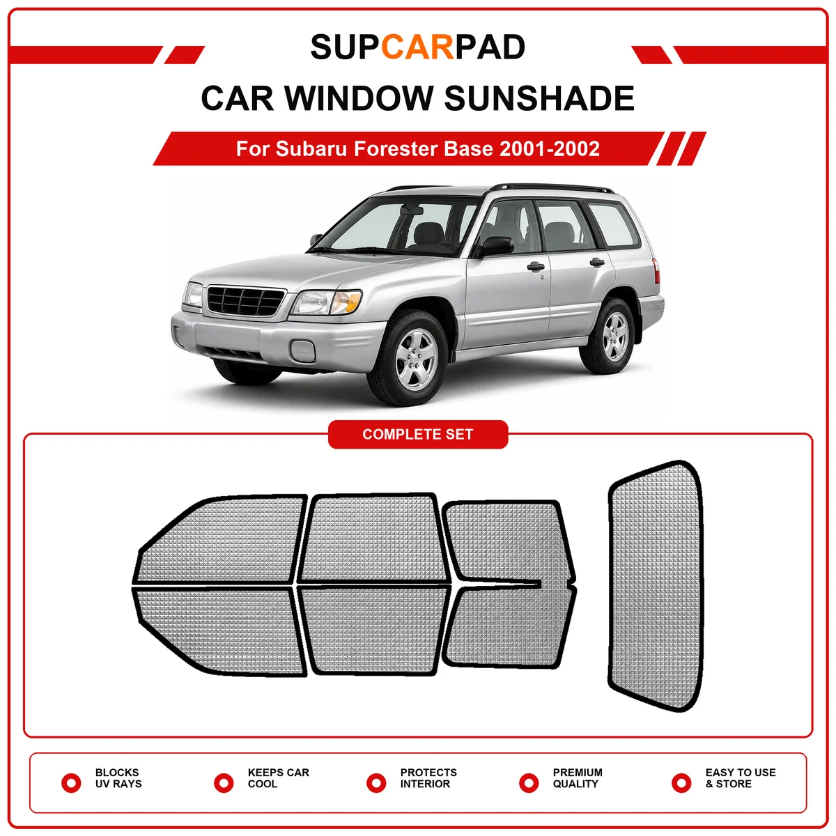 For Subaru Forester Base 2001-2002 Pre‑Cut Auto Window Sunshade Anti‑UV Car Sun Visor Protector