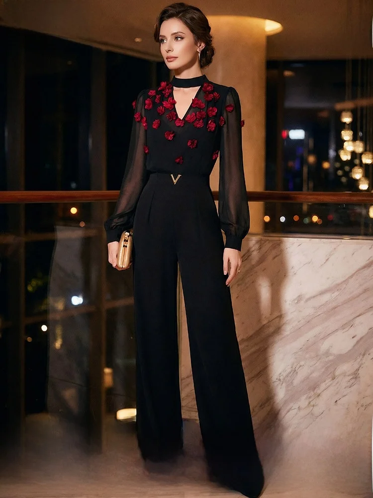 

Unique Design Long Sleeve Floral Shirt Women's Fashion Spring Outfit Neck Hanging Neckline Polyester Fiber Professional Top
