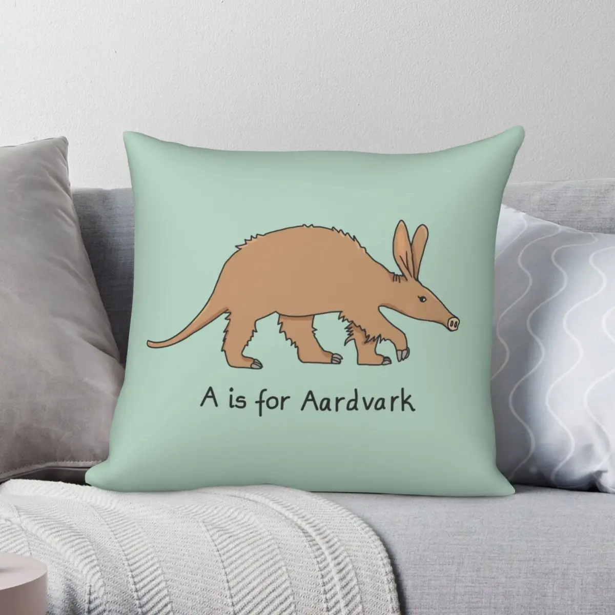 

A Is For Aardvark Square Pillowcase Polyester Linen Velvet Pattern Zip Decor Sofa Seater Cushion Case 45x45