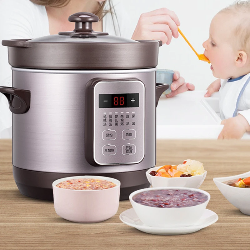 Pentola per stufato elettrica intelligente Tazza per stufato automatica multifunzionale per zuppa e porridge per uso domestico e commerciale Pentola per sabbia viola