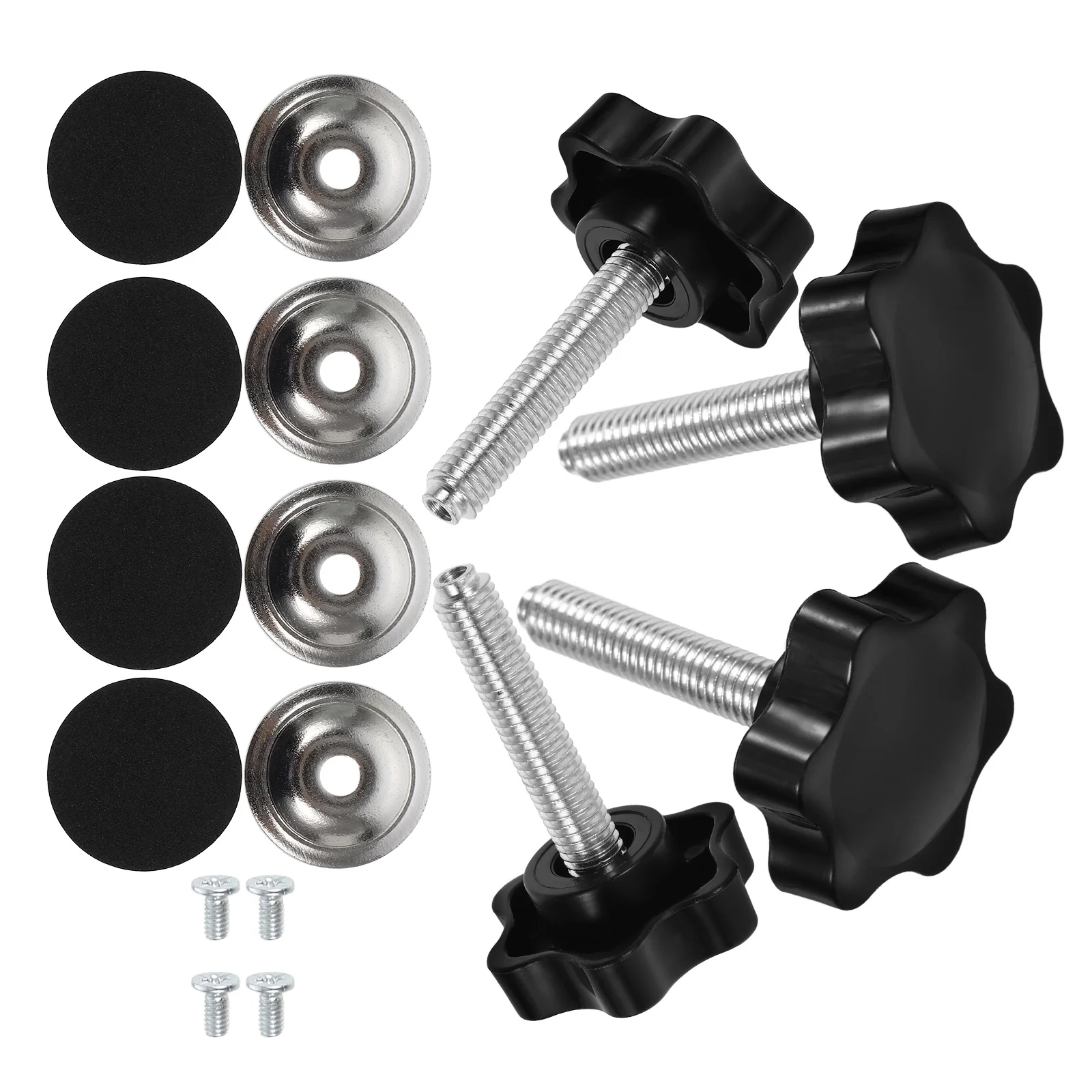 

4 Sets Blossom Bolt With Knob Handle Threaded Knob Thumb Screw Knurled Washer Black Tool Parts Screw Knobs T Track