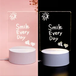 Kreative USB leuchtende Basis Acryl LED Nachricht Note Board Licht lösch bar 3D Nachtlicht warmweiß mit Stift Geschenk für Kinder
