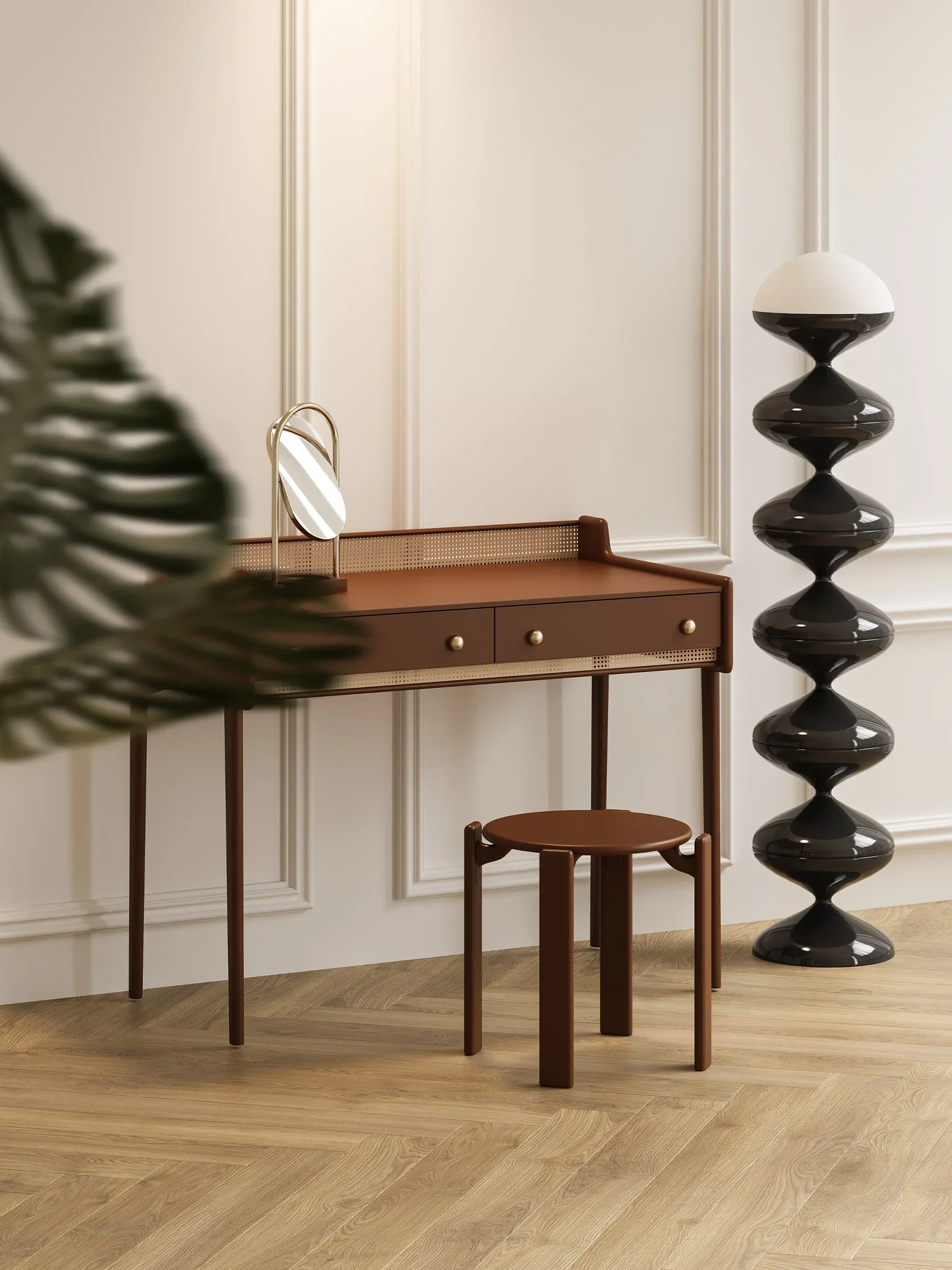 Simple light luxury rattan dresser light luxury simple atmosphere bedroom furniture makeup table design table