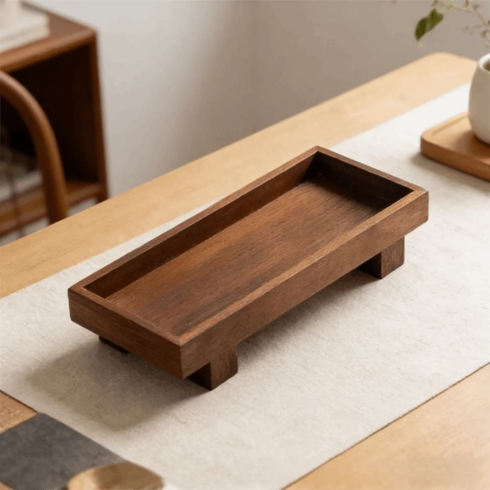Decorate Tray Japanese Style Wooden Tray Wooden Rectangular Storage Tray Dessert Pallet Kitchen