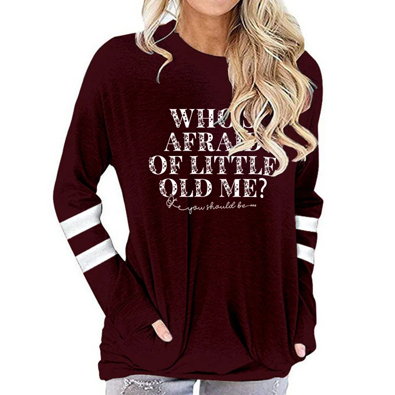 Women Vintage Letter Print Round Neck Long Sleeve Tshirt \
