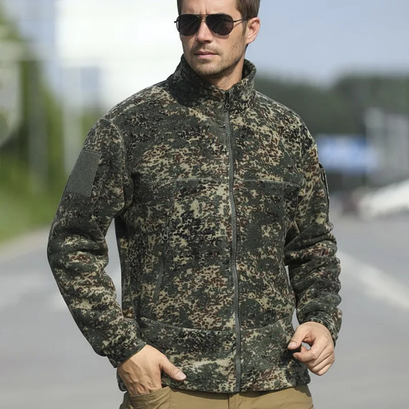 Men's Hoodless Tactical Blaze Fleece Jacket, Reversible Polar Fleece Full Zip Cardigan, Thick Warm Winter Outdoor Coat, Windproo