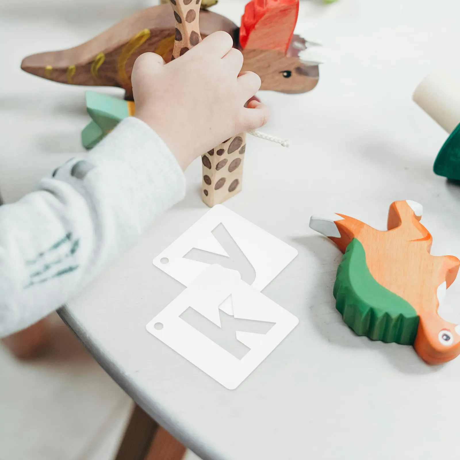1Set Plastic Alphabet Stencil Set A-Z Letters Hollow Cut Reusable Letter Drawing Stencils for Early Education Painting Wall Art