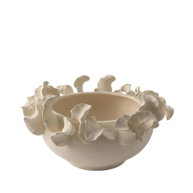 Modern wabi sandy wind handmade texture ceramic vase, soft decoration model room hotel designer flower utensils dining table