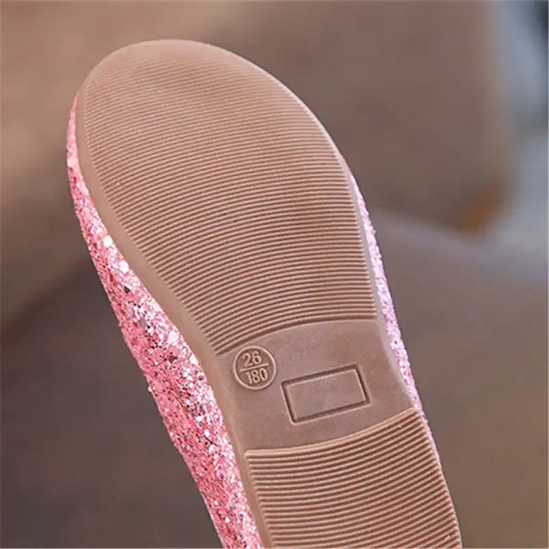 Meninas princesa sapatos primavera outono bebê sola macia dança ballet apartamentos três cores crianças rosa bling bonito calçado 26-35