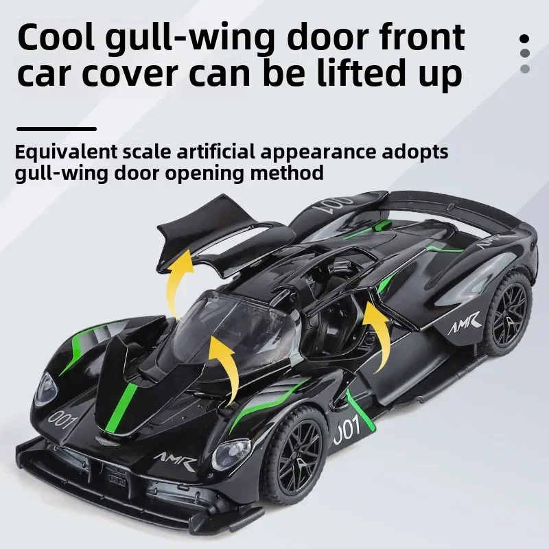 Aston Martin Valkyrie Racing Car Model Simulation 1/32 Scale with Sound Light Children Boy Diecast Toy Vehicle Gift Home Decor