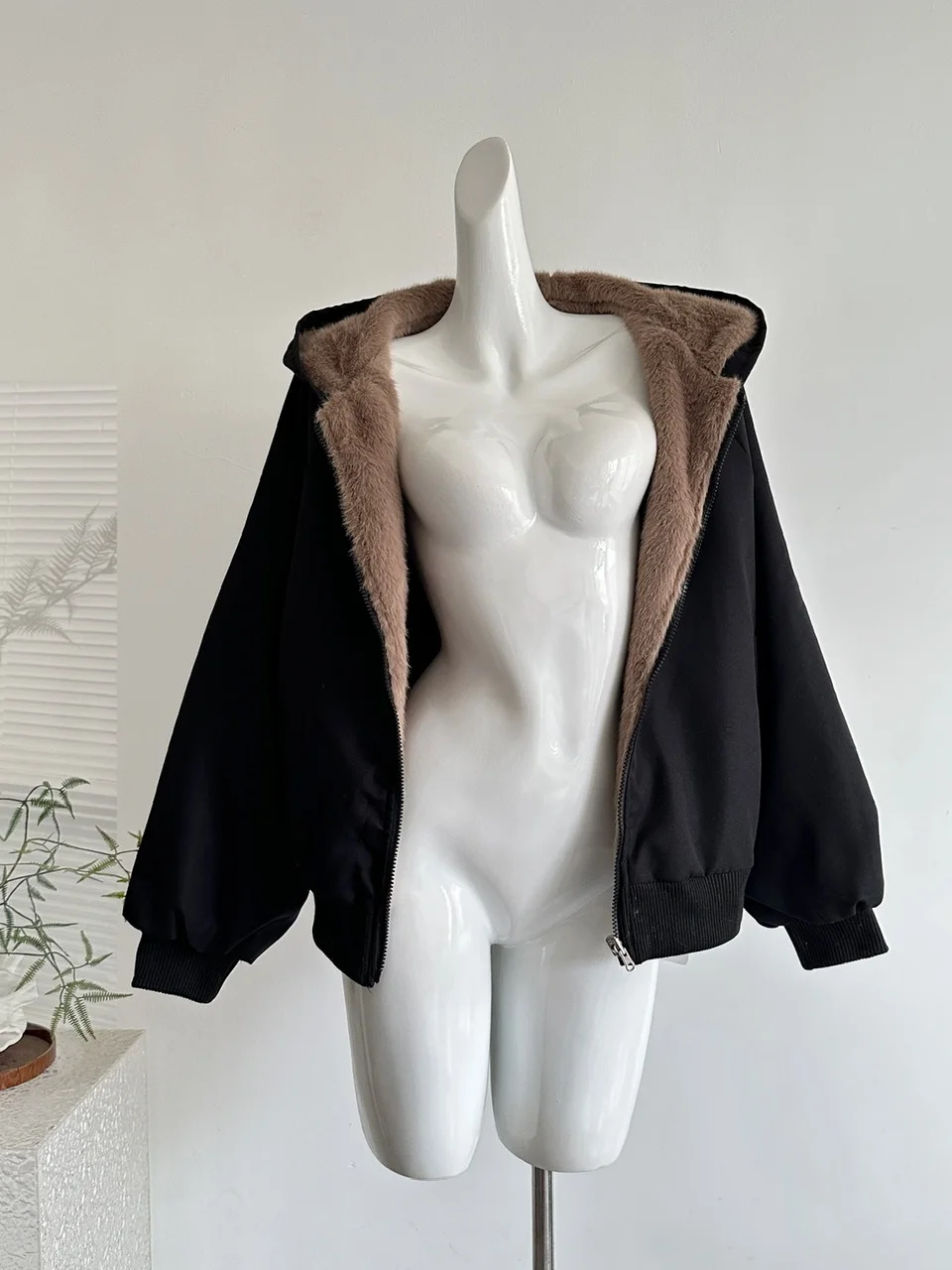 

Двусторонняя одежда Thiened Fce Cotton Jaet, женский повседневный утягивающий топ небольшого размера с капюшоном, высококачественная верхняя одежда Feel ort