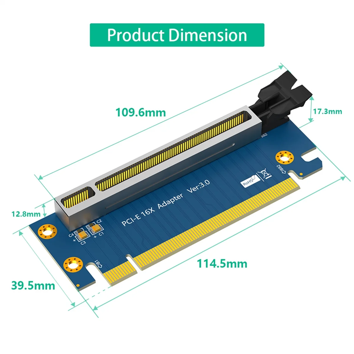 PCIE Riser Card PCI-Express 3.0 16x Riser Card, PCI Express 3.0 16X 90 Degree High Speed Riser Card for 2U Server