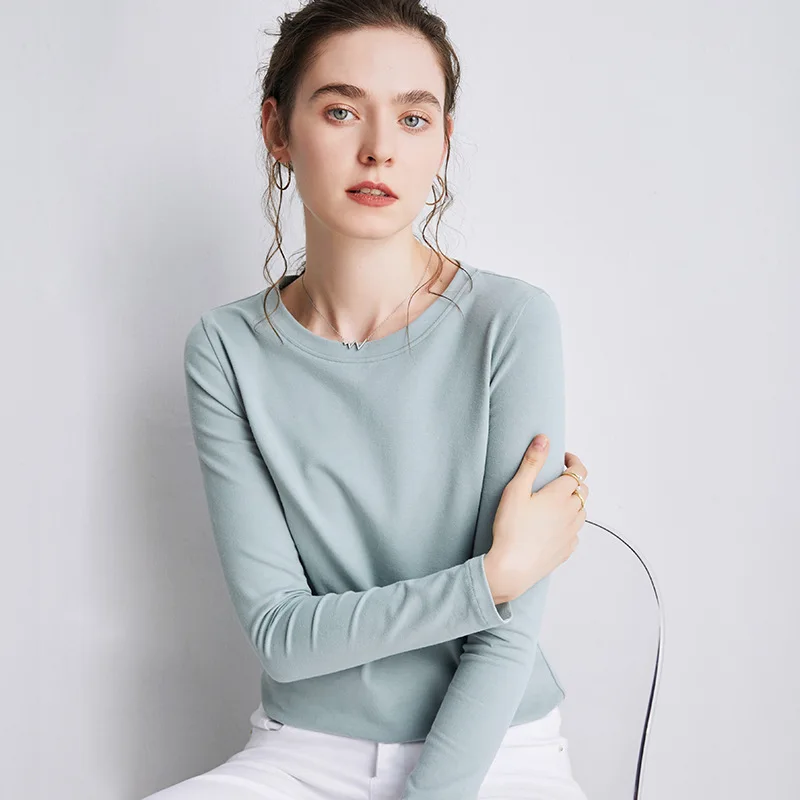 

MRMT 2024 Brand New Women's Long-Sleeved T-Shirt Bottoming Shirt Round Neck Compassionate Loose Solid Color Simple Top Women