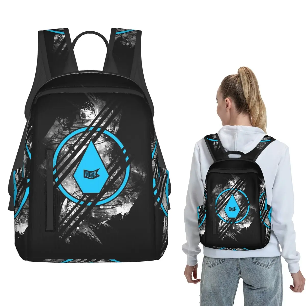 Half Diamond Volkom (6) Backpack Large Capacity Boys Girls BookBag School Bag Shoulder Bags for Men Women