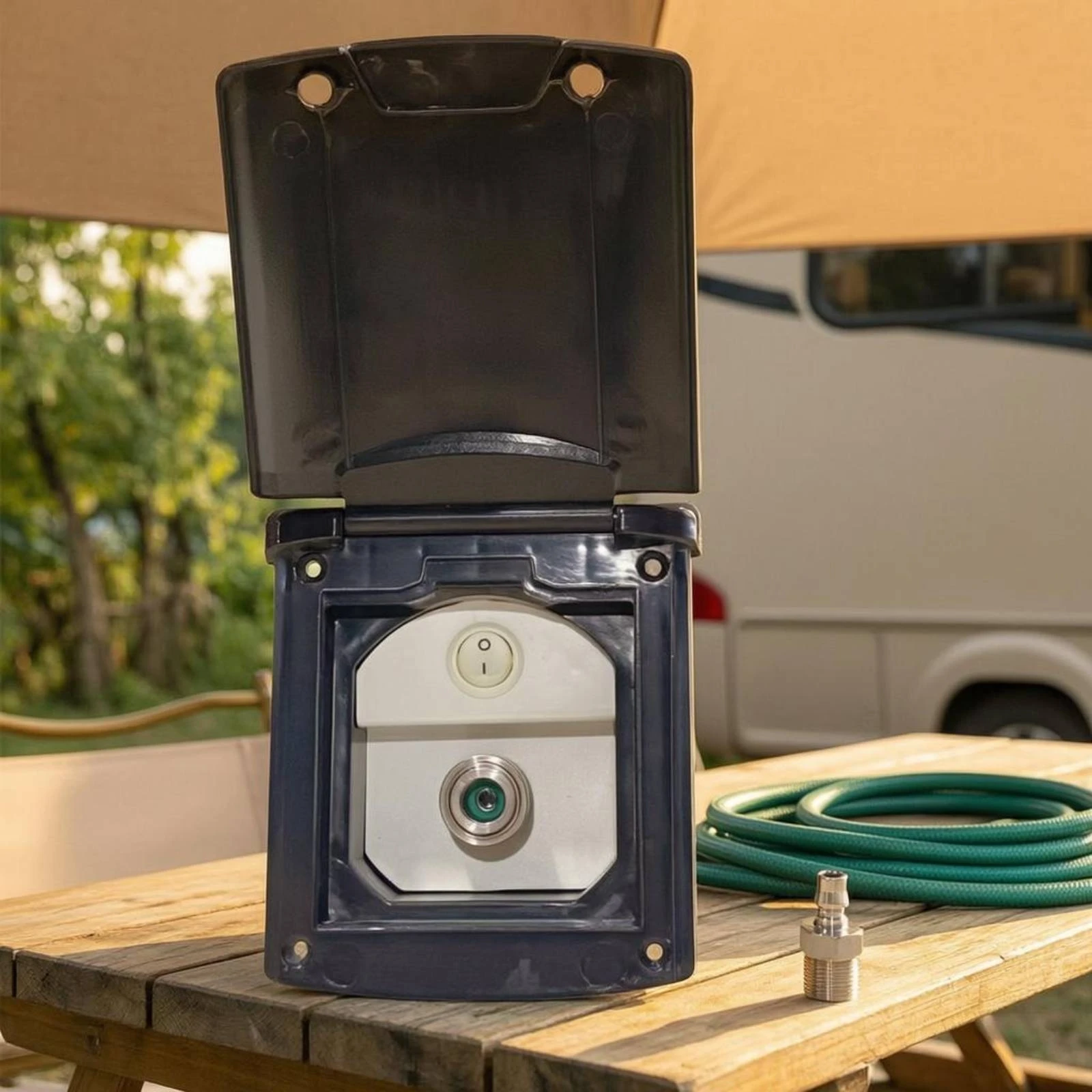 RV External Water Inlet Box IP44 Waterproof Recreational Vehicle Water Fill Cover Exterior RV Shower Point Box Secure Lid