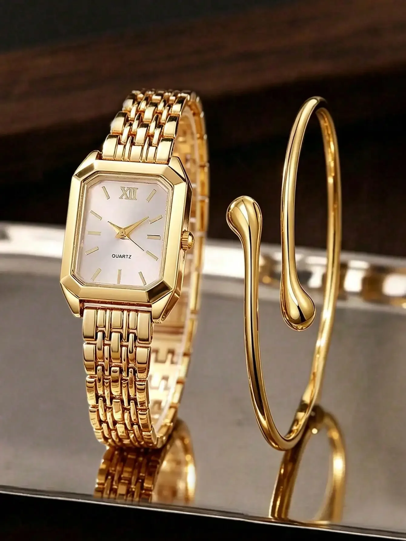Women's Elegant Elegant Steel Band Square Dial Quartz Wristwatch, Classic Luxury Style (1pc/Set), Watch Box Not Included