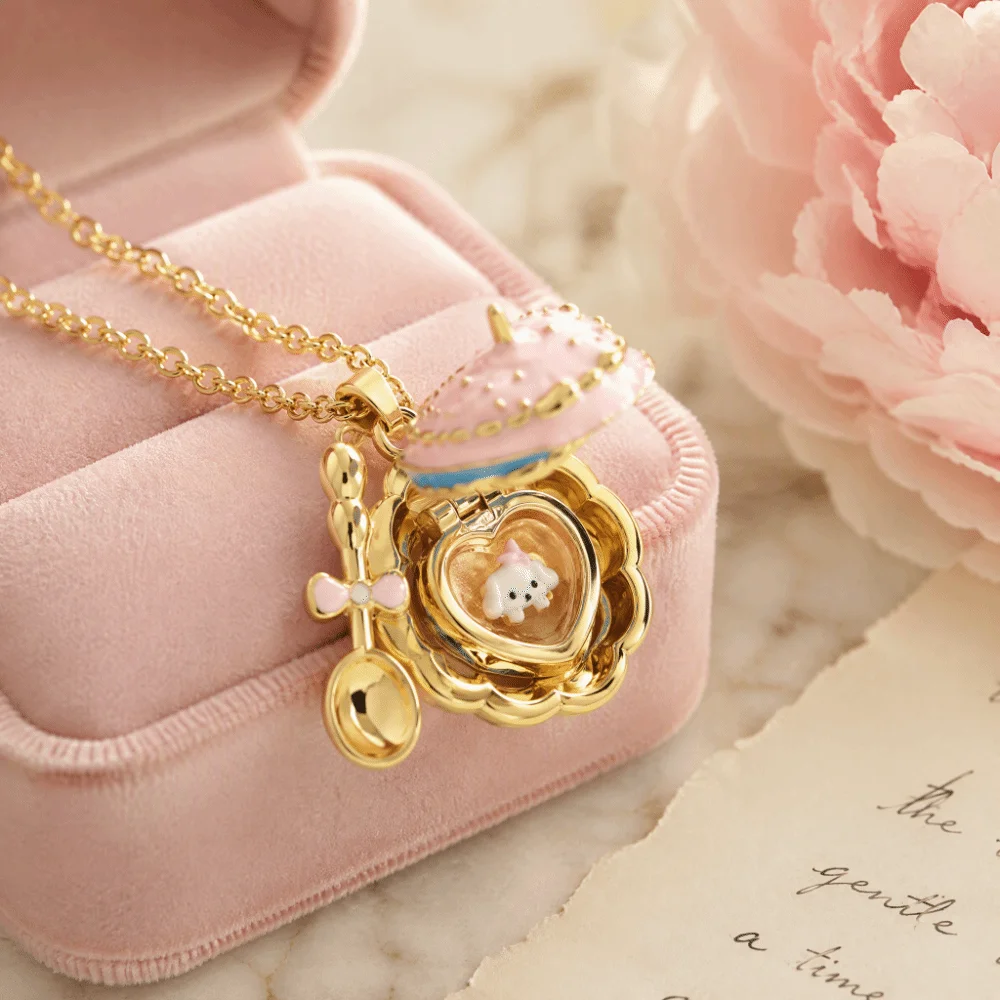 Openable Pendant Jewelry Set Delicate Craftsmanship Skin-Friendly Ring Matching Outfits Fine Alloy Teaspoon Shape Necklace