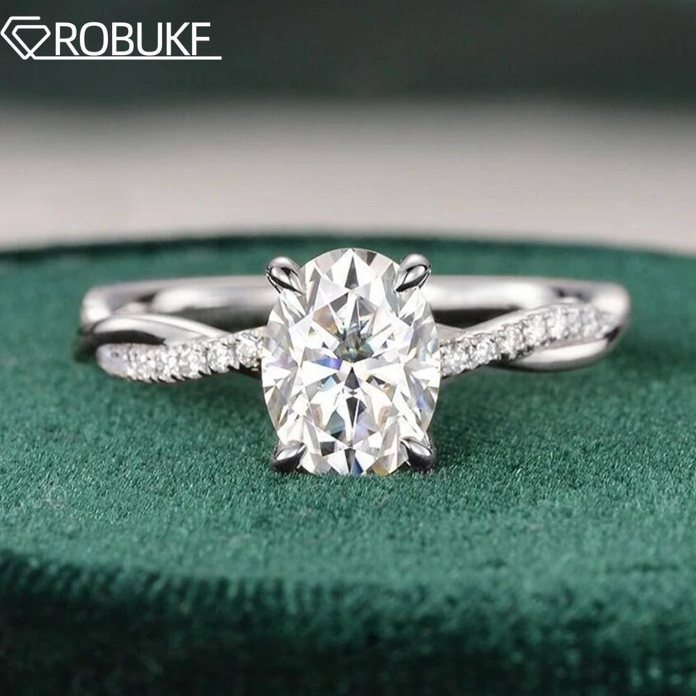 

2CT Oval Cut Twisted Moissanite Engagement Ring Set For Women 4-Prong Setting Wedding Band 925 Sterling Silver Bridal Jewelry