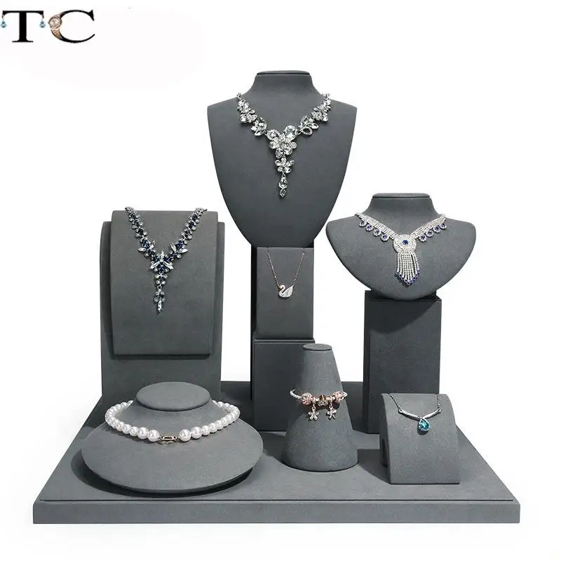 

Реквизит для ювелирных изделий Серый суперволоконный жемчуг Ожерелье Браслет Подставка для ювелирных изделий Реквизит Высококачественная витрина Стенд