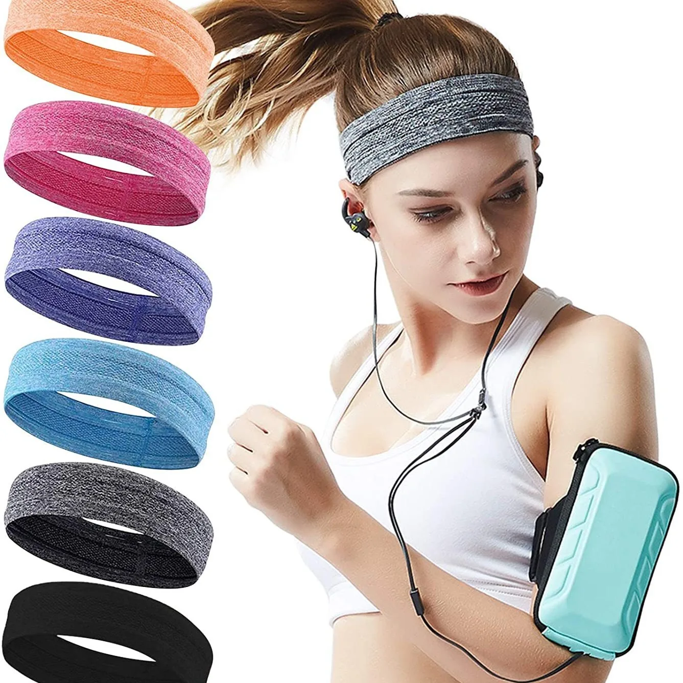 Outdoor Sports Headband Portable Fitness Hair Bands Man Woman Hair Wrap Brace Elastic Cycling Yoga Running Exercising Sweatband