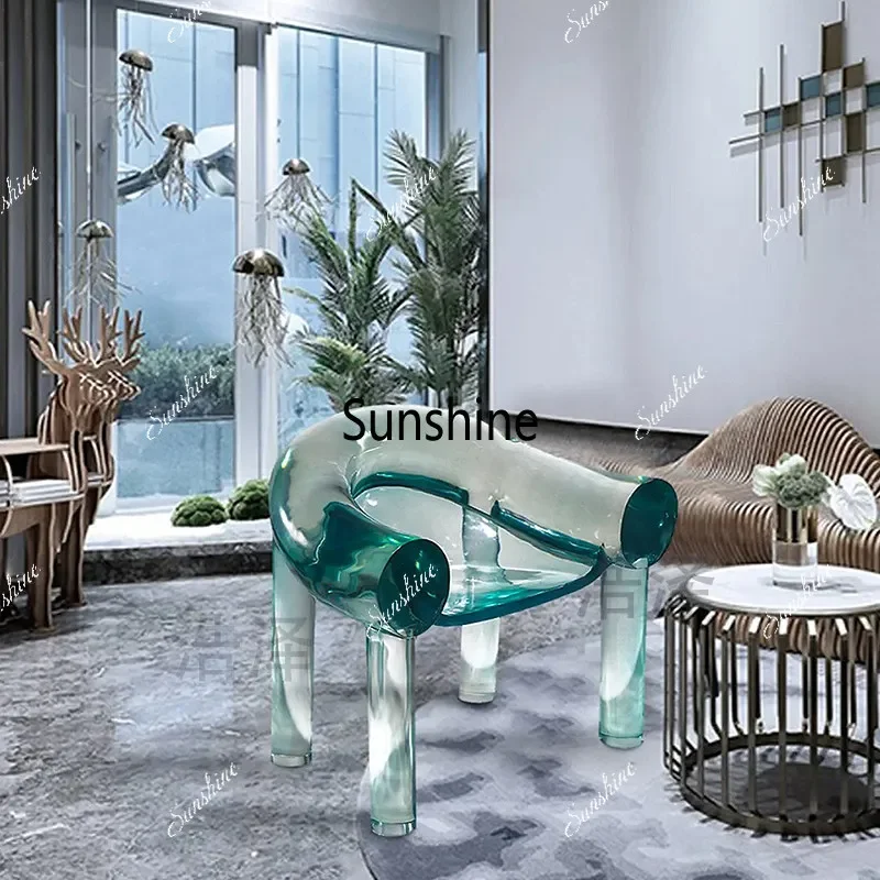 

Transparent resin elephant chair model room dining chair