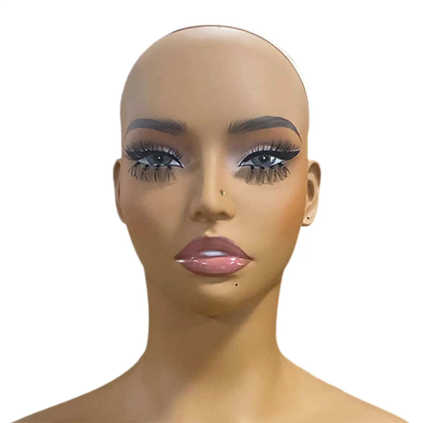 Mannequin Head Wig Display Stand with Shoulders for Makeup Practice Hat Scarf Headband Showcase