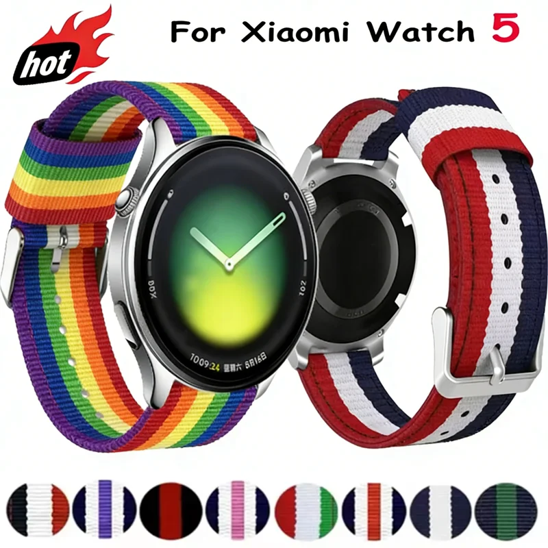 22/20mm Nylon Braided Strap For Xiaomi Watch 5/2/S5-1 Fashion Bracelet OPPO Watch S-X2-X/Oneplus Watch 3-Lite Adjustable Correa