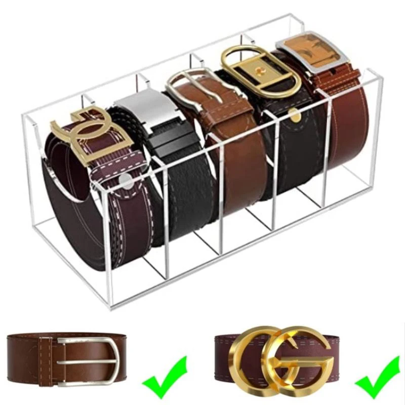 Acrylic Belt Organizer for Closet Transparent Storage Holder | Display Case for Makeup, Jewelry, Watches, Bow Tie, & Bracelets