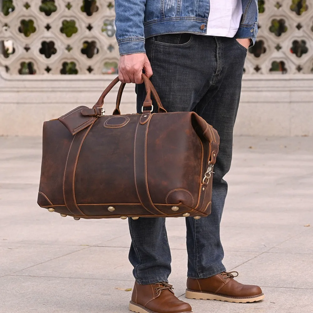 Дорожная сумка в стиле ретро, кожаная спортивная сумка большой вместимости для фитнеса, простая универсальная, модная, продвинутая