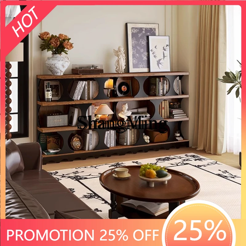 

FG good-looking retro solid wood floor-to-ceiling antique storage side cabinet entrance living room display cabinet