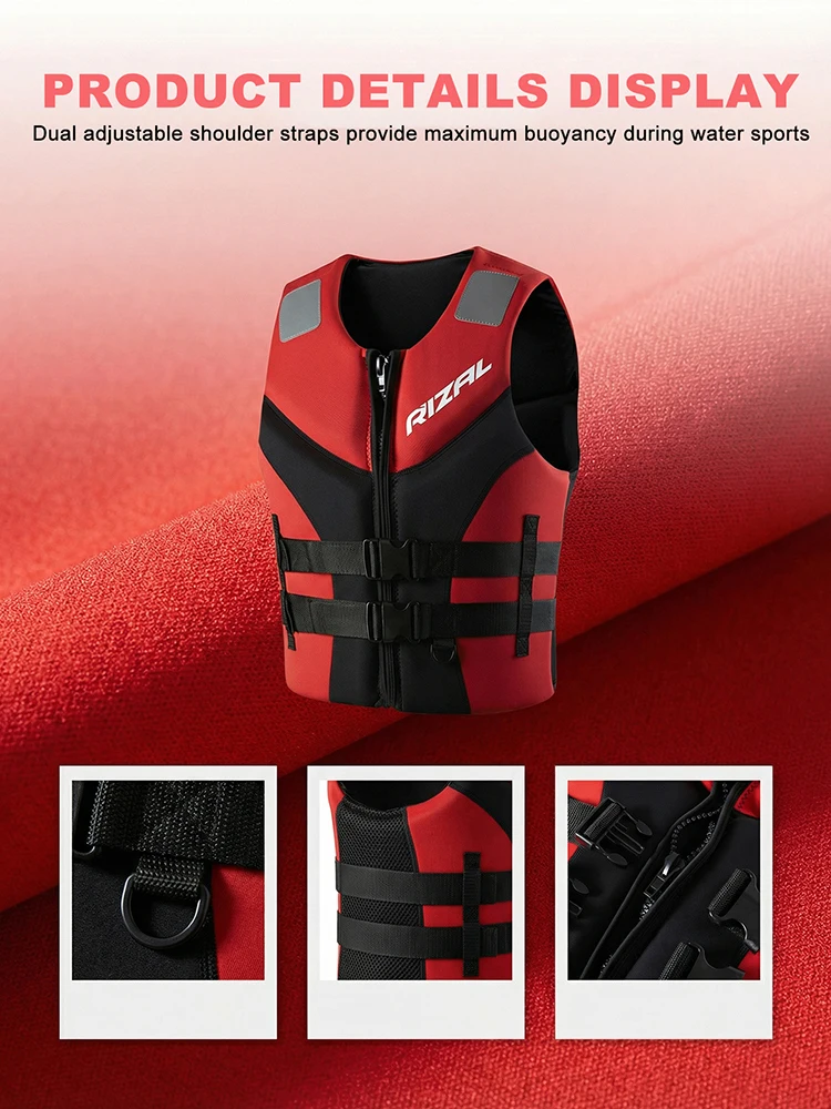 RIZAL Slim Fit Buoyancy Vest Unisex Sleeveless Buoyancy Aid for Outdoor Water Sports Kayaking Surfing Motorboat Paddle Boarding view 4