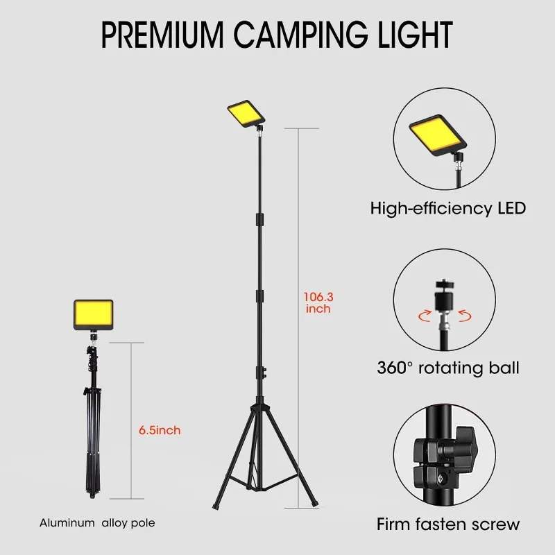 Led Camping Lights 23000 Lumens Telescoping Camping Light Tripod,night Fishing Lights for Bank Portable Outdoor Light with Stand