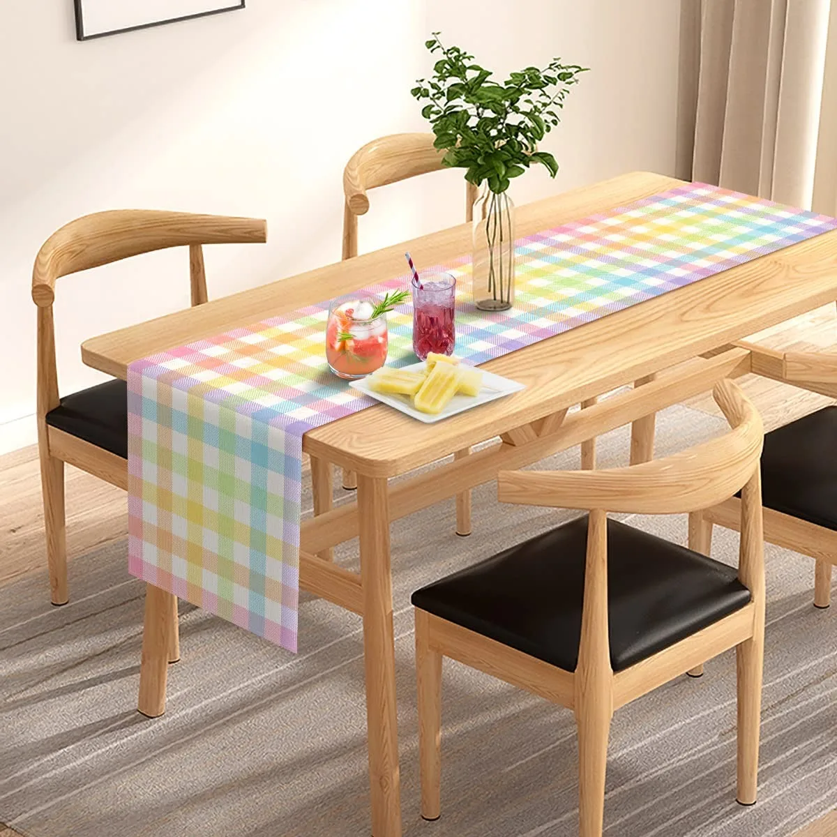 Easter Buffalo Plaid Check Table Runner Farmhouse Spring Summer Easter Holiday Fireplace Kitchen Dining Room Home Party Decor
