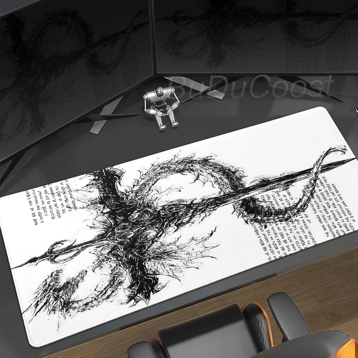 Cool Sword Aesthetics Cross Große, rutschfeste Gummi-Mausunterlage XXL Gothic Black Computer-Mauspad Gaming-Zubehör Tastaturmatte