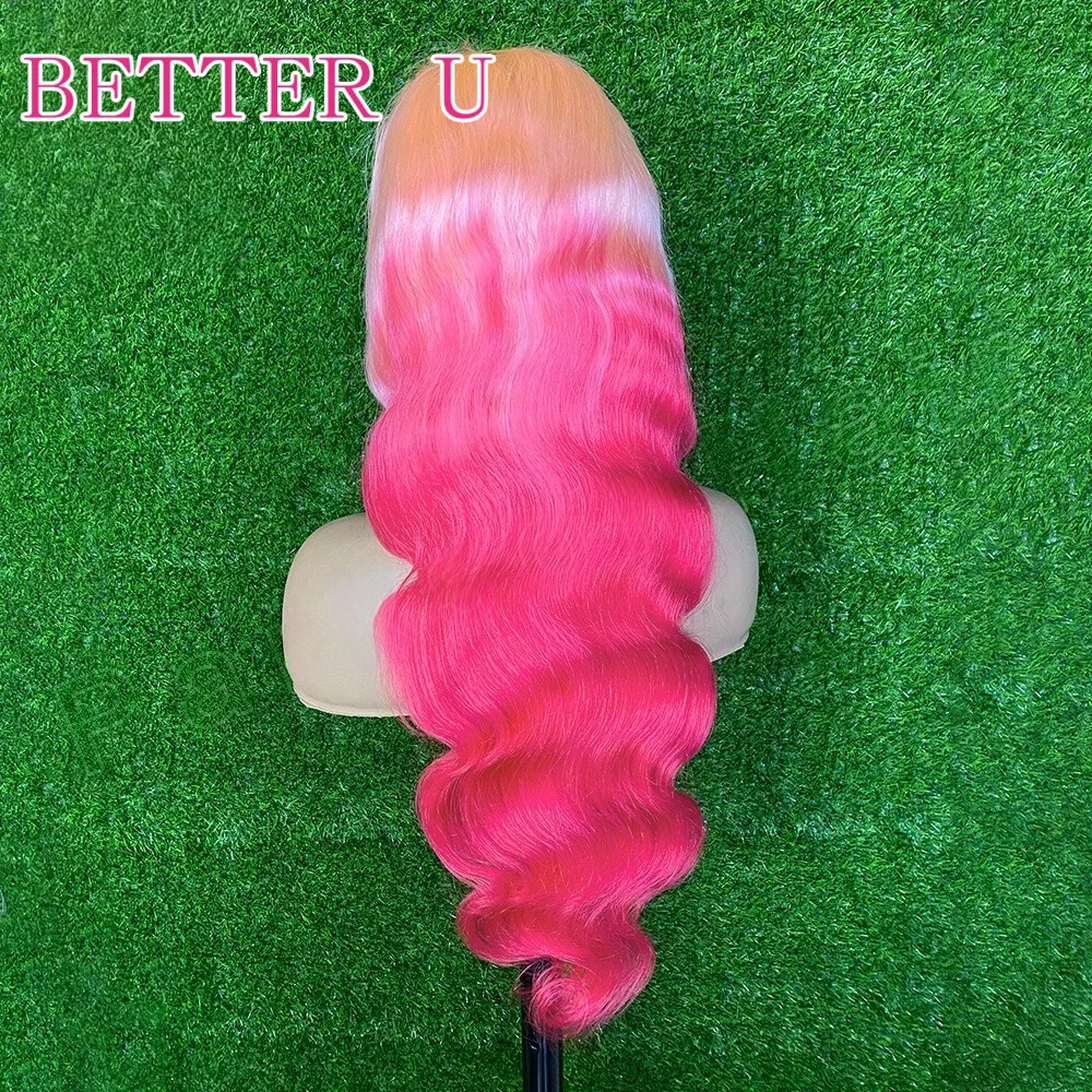 250% أومبير الوردي 13x6 شقراء ملونة الدانتيل الجبهة الباروكات شعر الإنسان للنساء قبل نتف البرازيلي الجسم موجة 13x4 الدانتيل شعر مستعار أمامي