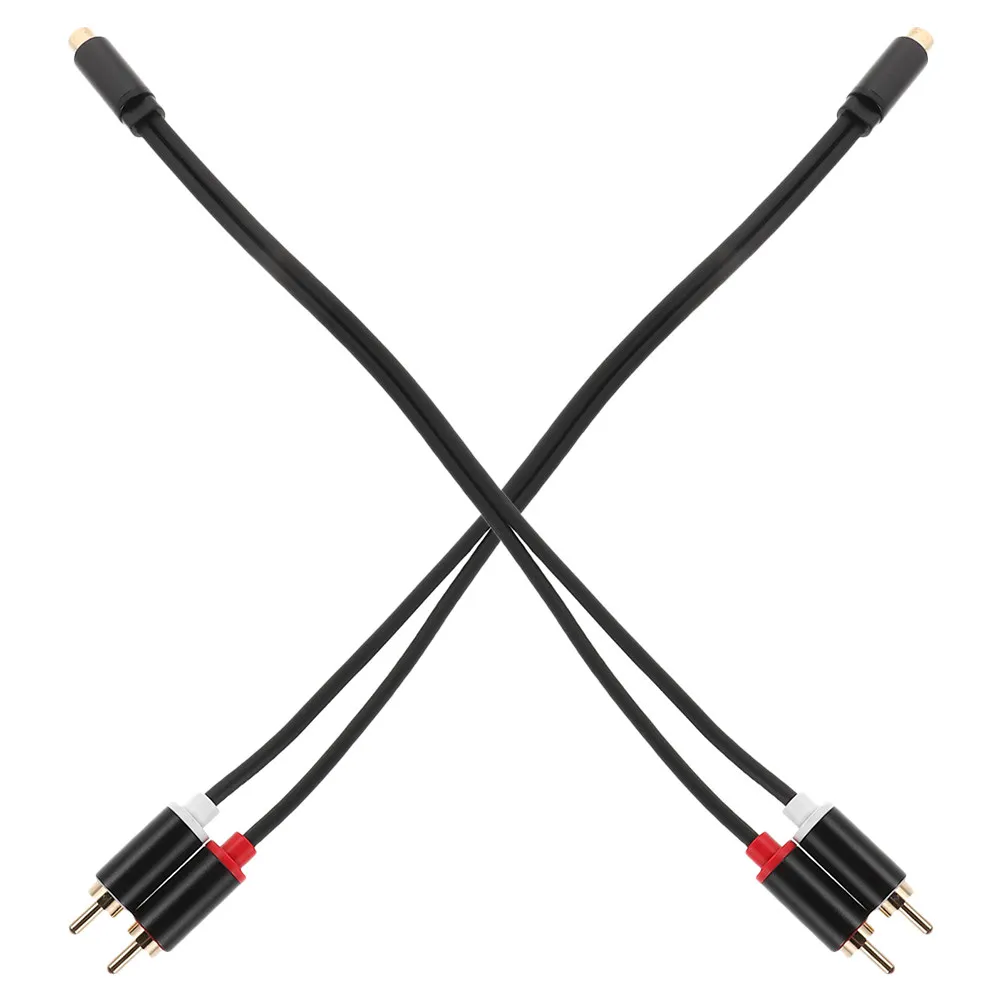 2pcs Rca Splitter Cable 1 Female To 2 Male Y Shaped Audio Video Extension Cord For Car Sound System Gold Plated Connectors
