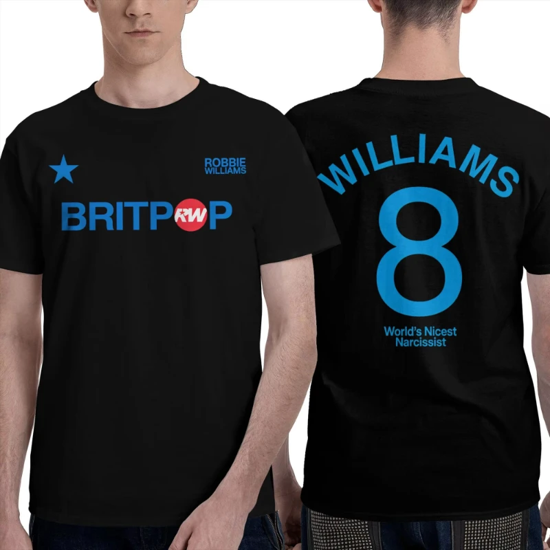 مضحك روبي ويليامز بريتبوب جولة 2025 تي شيرت للرجال Crewneck القطن تي شيرت قصير الأكمام تي شيرت ملابس كبيرة الحجم