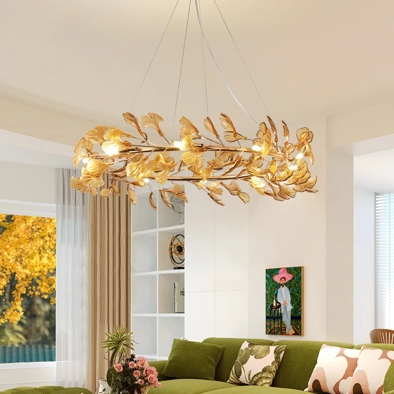 Ginkgo Leaf Chandelier Light for Living Room Dining Room Colorful Pendant Light Indoor Lighting Fixture Decor Christmas Gift