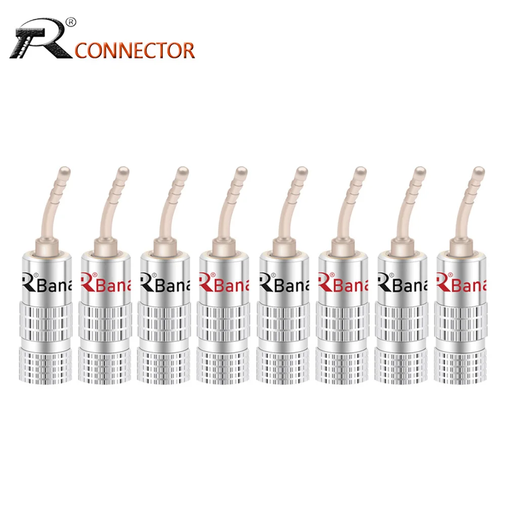 8pcs 2mm Banana Plug Gold Plated Speaker Cable Pin Angel Wire Screws Lock Connector For Musical HiFi Audio