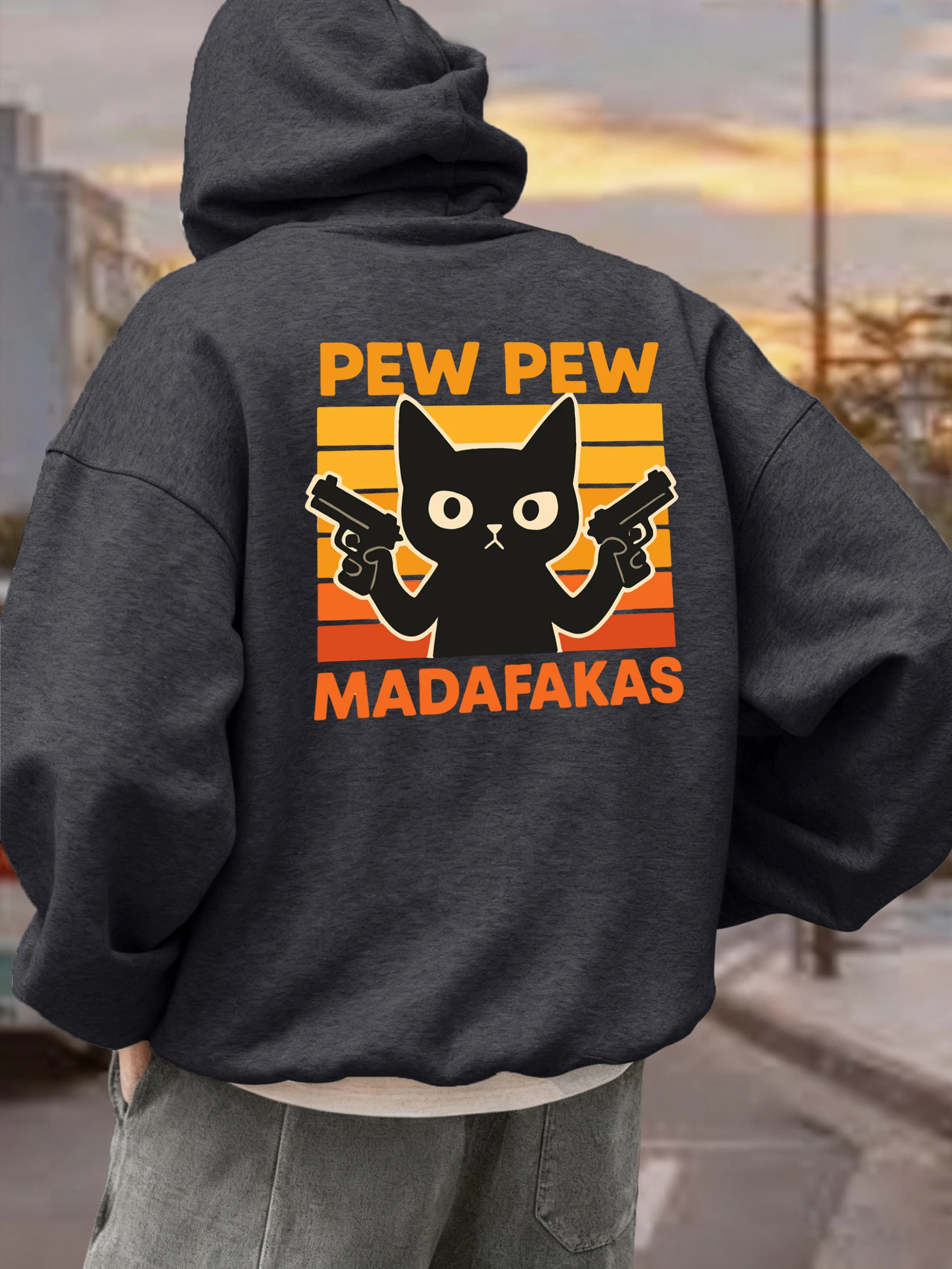 

Pew Pew Madafakas толстовки с принтом кошек, мужские флисовые толстовки в стиле хип-хоп с карманами, удобные мужские пуловеры, осенняя свободная мужская одежда