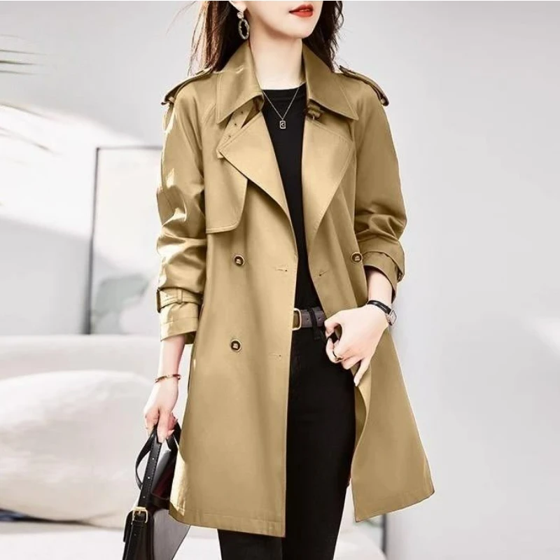 Imagem -05 - Trench Coat Coreano Trespassado para Mulheres Todos os Jogos Casual Estilo Britânico Blusão Outerwear Feminino Primavera Outono Novo 2023