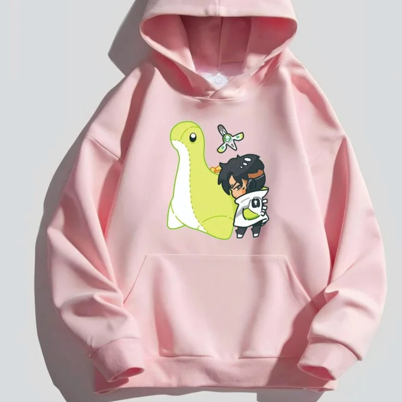 لطيف الكرتون الأخضر ليتل ووتر وحوش نيسي A-apex امرأة 2025 الخريف هوديس الكرتون السببية بلوزات الإناث البلوفرات #4